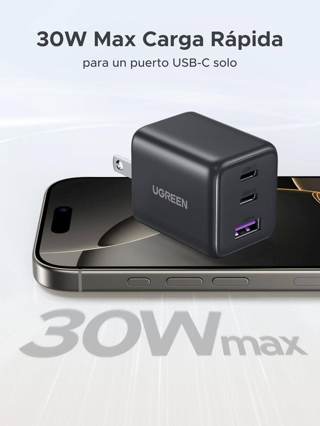 Cargador UGREEN 30W Fast Charge 3 Puertos