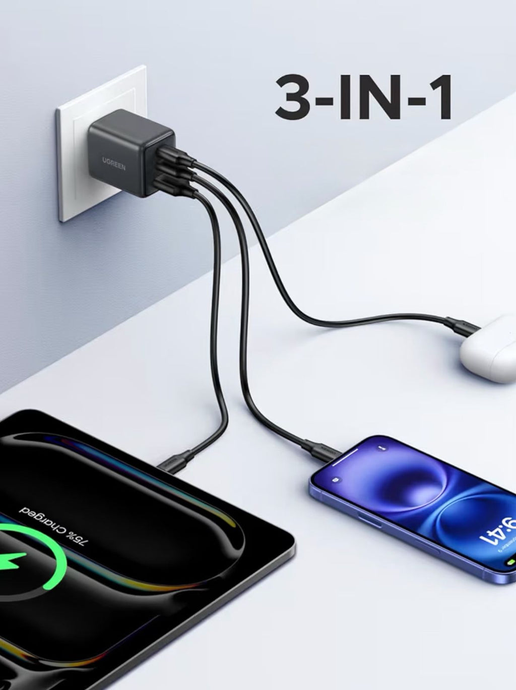 Cargador UGREEN 30W Fast Charge 3 Puertos