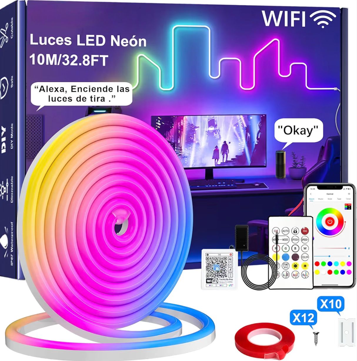 Tiras LED Neon 30M con Control WiFi