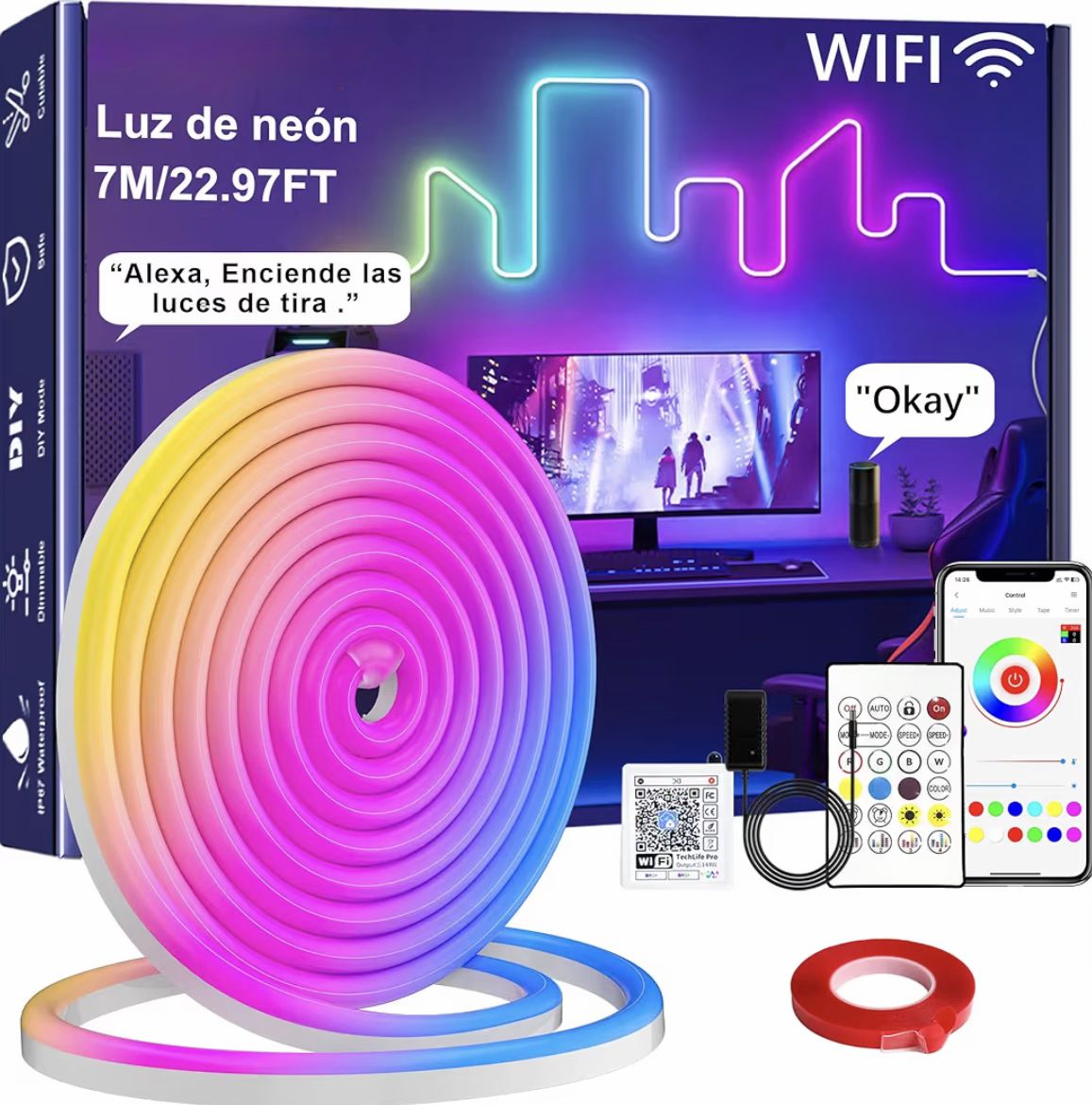 Tiras LED Neon 30M con Control WiFi